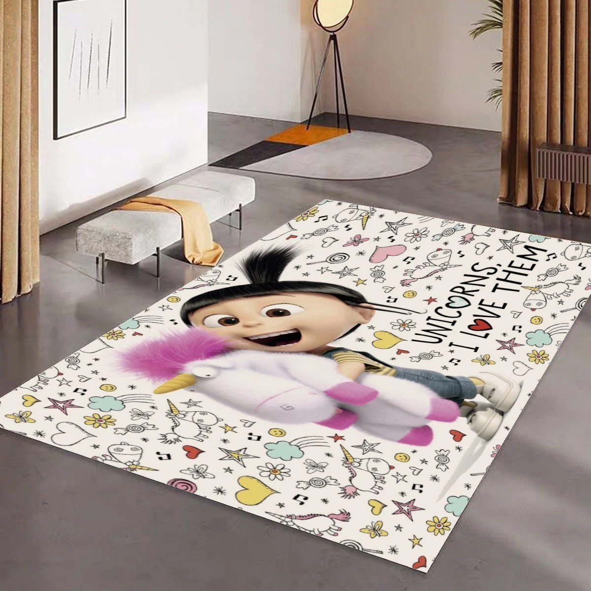Unicorns Vanellope Print Foldable Rectangular Floor Mat Rugs Anti-Skid Carpet