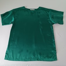 Vintage Victoria's Secret Gold Label Emerald Green Pajama Top Shirt Size Large