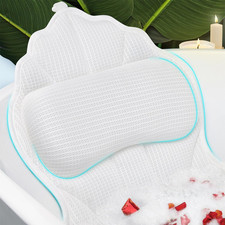 Bath Pillow for Tub Bathtub Luxury Soft 4D Mesh 6 Suctions Cups Head Neck Suppor