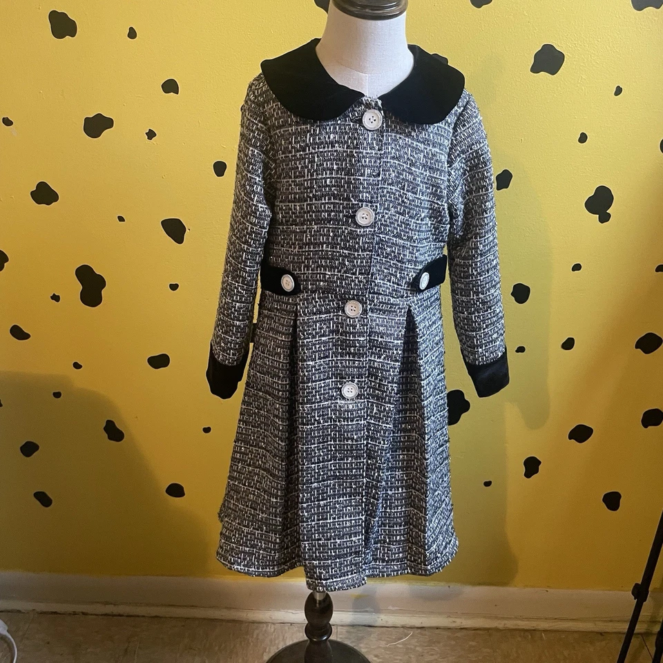 Blueberi Boulevard Girls Coat Dress Size 6 Tweed Holiday Preppy Festive - Image 2 of 4