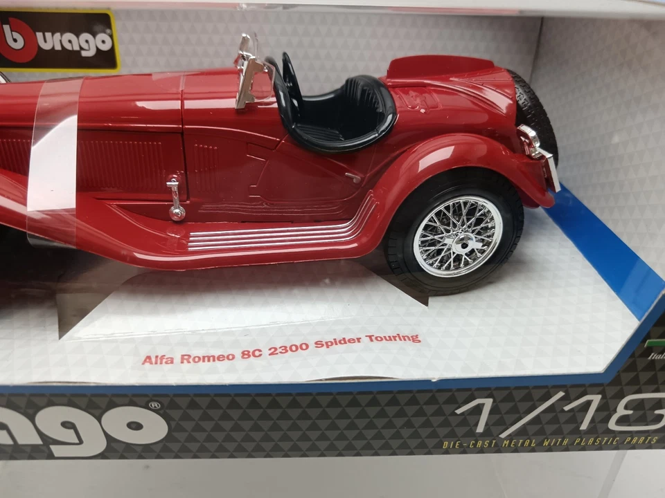 Burago 1:18 Alfa Romeo 8C 2300 Spider Touring Rouge - Photo 3/4