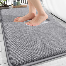 Memory Foam Bath Mat Rug 30x20 Grey Non Slip Quick Dry Machine Washable