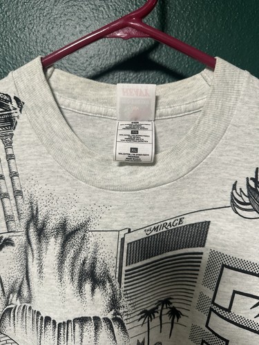 T-shirt vintage anni 90 Las Vegas stampa grafica x grande streetwear grigio nero la striscia - Foto 4 di 16