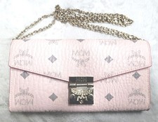 MCM Pink Visetos Chain Wallet