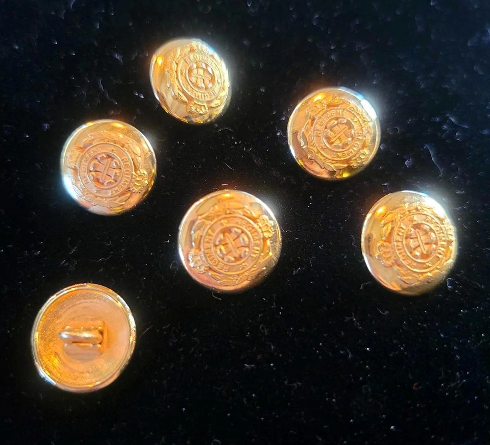 Botones de uniforme de latón estilo regimiento vintage - diseño de escudo militar (6 piezas) Foto 4 de 4