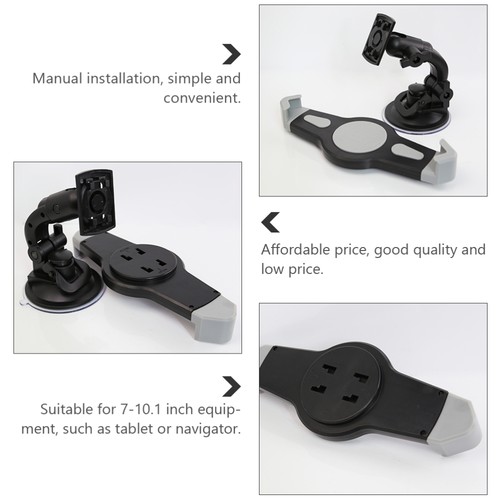 1pc Suction Mount Vehicle Tablet Storage Rack Navigator Holder (Black) - 第 12/12 張圖片
