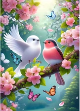 Lovebirds Diamond Painting Kits for Beginners Adults,5D DIY Flowers Diamond Art 
