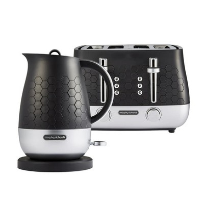 Morphy Richards Cassini Wasserkocher & 4 Scheiben Toaster Set in Mondloser Nacht - NEU