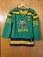Vintage Mighty Ducks Movie Hockey Jersey Green Captain  