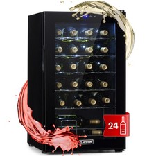 Weink&uuml;hlschrank Getr&auml;nkek&uuml;hlschrank Weinschrank 63L Glast&uuml;r 24 Flaschen Schwarz