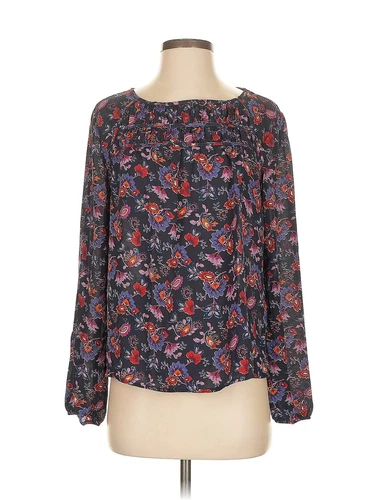 NWT Gibson Women Blue Long Sleeve Blouse S