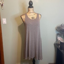 Jella C. Women Casual Minimal Everyday Lounge Boho Swing Tank Dress Brown Medium