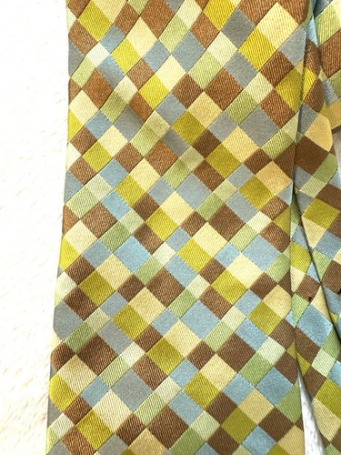 Ted Baker London Tie Green Diagonal Squares Pink Contrast EUC - Picture 6 of 9