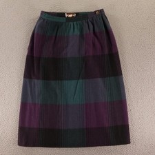 VTG Personal Skirt Womens 6 Green Check Plaid Wool Tweed 80s Twill