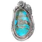 sz8.75 Large Vintage Bullock Navajo sterling silver turquoise ring