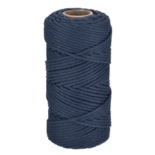 5/32" 328 Feet Macrame Cord, Cotton Cord Rope String 4 Strands Navy Blue