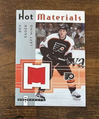 2005-06 Fleer Hot Prospects Hot Materials Game Worn Jersey Ben Eager