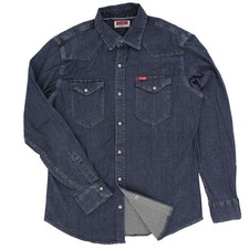 Wrangler Denim Western Shirt, Men's Snap Button Up Long Sleeve, Front Pockets