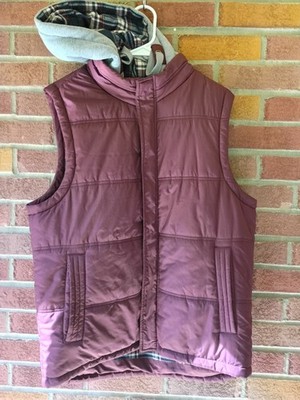 Weatherproof Vintage Men's Hooded Full Zip Vest Burgundy M 44'' Chest