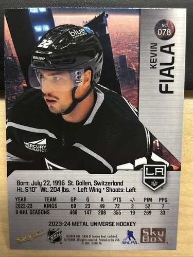 2023-24 23/24 Metal Universe #78 Kevin Fiala Los Angeles Kings - Picture 2 of 2