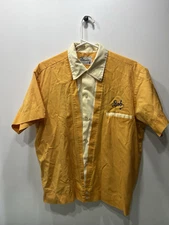 1950s 60s DUNBROOKE BOWLER Two Tone Chain stitch loop collar bowling Shirt Rare