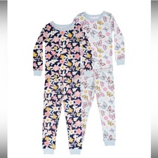 Girls Member  s Mark 4 Piece Cotton Snug Fit Pajamas Size 8