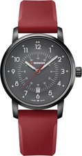 Reloj Wenger Swiss Army para hombre 01.1641.117 Avenue esfera negra correa roja 42 mm
