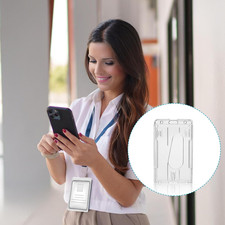 25 Pcs Vertical Hard Plastic ID Badge Holder, Heavy Duty Clear 2 Card Holder ...