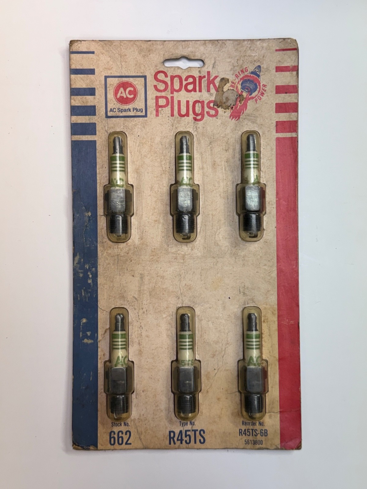 Vintage AC Spark Plugs - R45TS - #662 - Pack of 6 - New from Old Stock - Sealed
