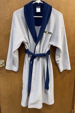 Boys Gray Fleece Joe Boxer Bath Robe with Navy Collar and Belt