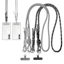 2 Pack Adjustable Crossbody Phone Lanyard Strap with Tether Tabs Black