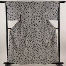 JAPANESE KIMONO FINE PATTERN GRAY 160cm 5 ft 3 in PURE SILK B1500