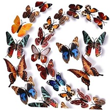 72 PCS Removable 3D DIY Beautiful Butterfly Wall Decals Colorful Brown