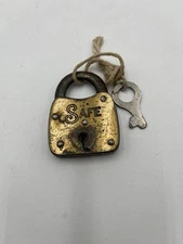 Vintage Brass Safe Padlock With Key