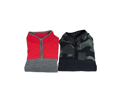 Lot Of 2 Oshkosh Boys Half Zip Fleece J Sweater Camo Sweatshirt Pullover Sz 10