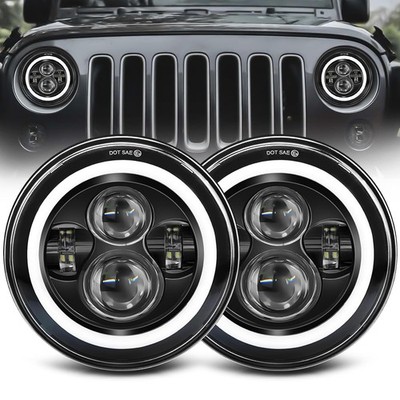7 Inch Led Projector Round Headlights 2pc H602 Inch Halo Led Headlight Set