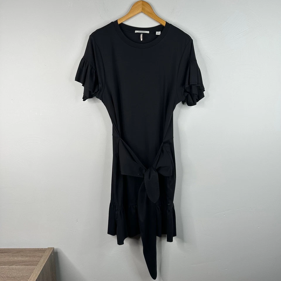 Scotch & Soda Black Sheath Cotton Dress with Tie-Up SIZE MEDIUM Orig $140 - Image 3 of 4