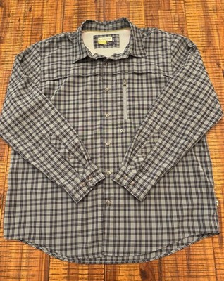 Magellan Adventure Gear Long Sleeve Shirt Plaid Blue Vented Mens XL