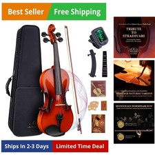 Violin Fiddle Set: 4/4 Polished Violin Kit for Beginners, Acoustic Violin wit...