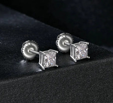 1.0ct Princess Cut Lab‑Created Diamond Test Pass VVS1/D/Excellent Stud Earrings