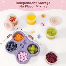 Set of 4 Baby Food Storage Containers Featuring Lids And a Tray Each Holding New