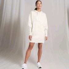 Athleta Mala Hoodie Dress Sweatshirt Tunic Oatmeal Cream Women's Sz Small