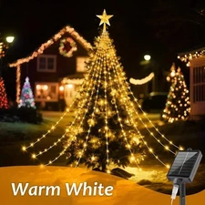 200 LED SOLAR/USB Christmas Tree  Waterfall Lights Color Changing Indoor Outdoor