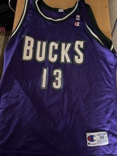 VTG 90S NBA MILWAUKEE BUCKS GLENN ROBINSON 13 JERSEY 48 XL PURPLE AND GREEN
