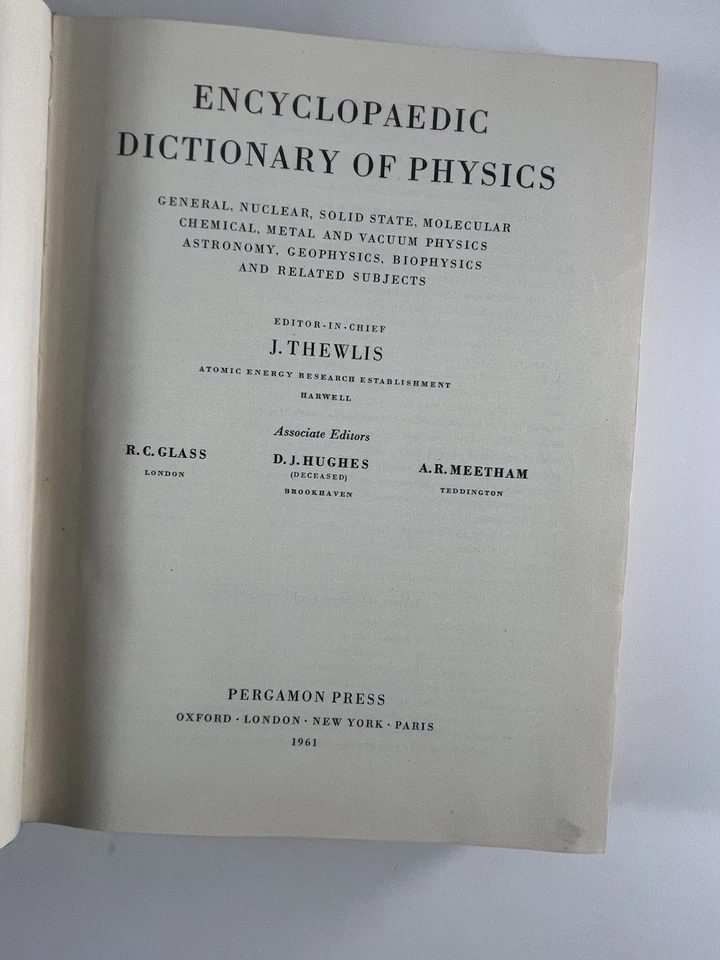Vintage Science Reference ~ Encyclopaedic Dictionary of Physics 1961 J. Thewlis Foto 3 de 4