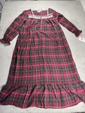 NWT Eileen West Women's Flannel Plaid Nightgown Cottagecore Red Size Small
