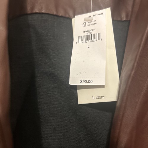 NUEVO CON ETIQUETAS Banana Republic imitación cuero vegano manga corta botón abajo mujer grande - Imagen 4 de 7