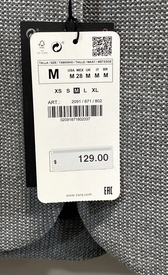 ZARA Women Gray Solid Formal Blazer Medium Polyester Woven Button Lined Fall - Image 4 of 4