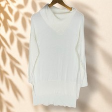 Ravel Sweater Dress Women XL White Short Knit Collared Long Sleeve Cotton Casual