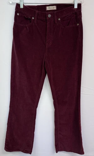 MADEWELL WOMENS 29 CALI DEMI-BOOT BURGUNDY VELVET PANTS